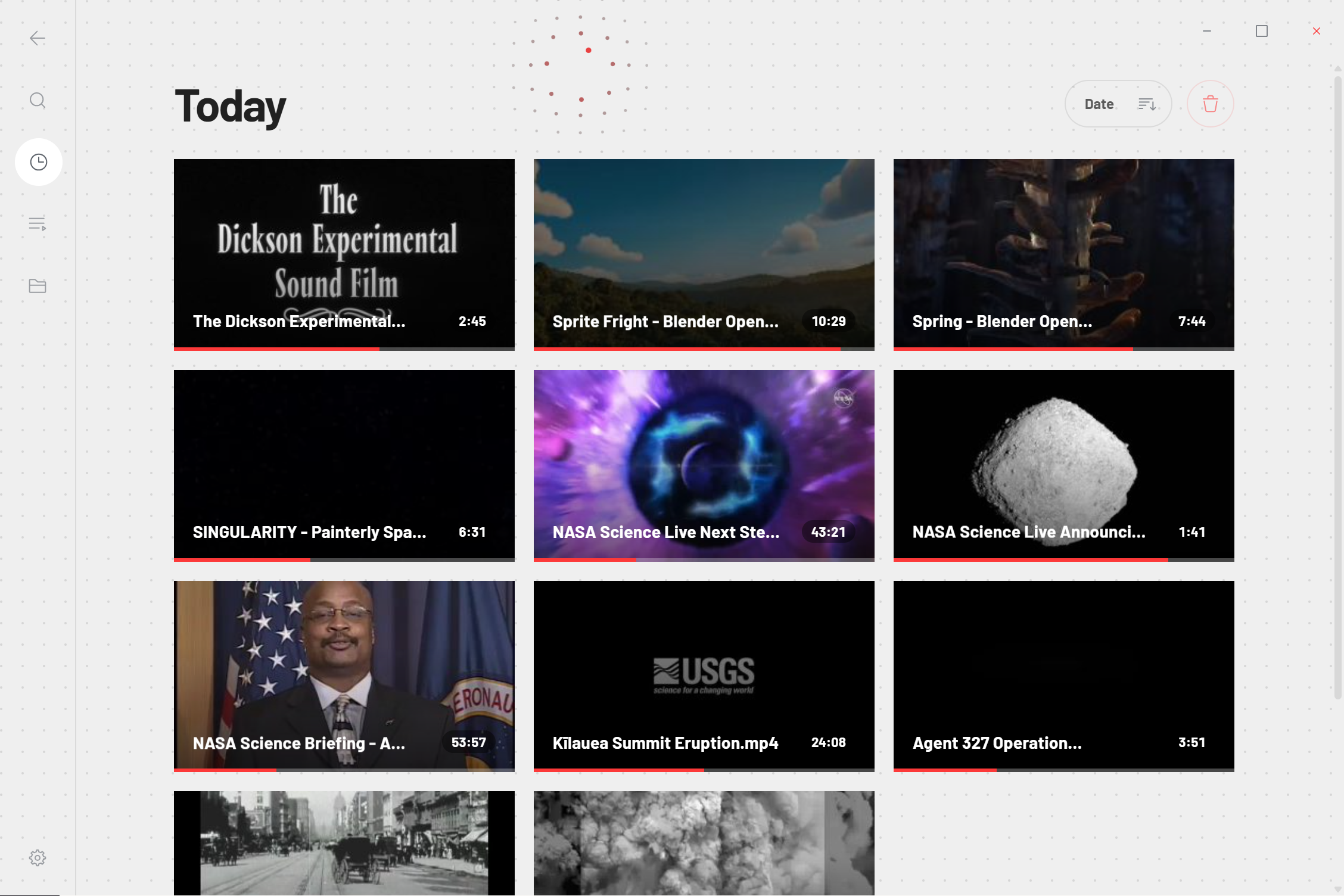 Mono for Desktop watch history grouped by week